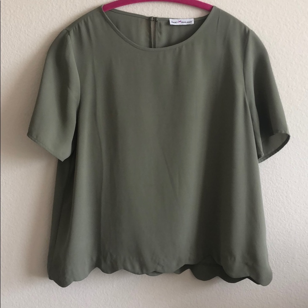 Green Scallop Top